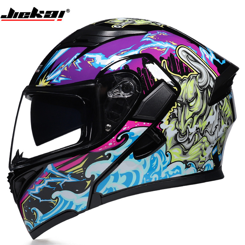 Full Face Motorcycle Helmet With Bluetooth - W Bluetooth搭載曇り止めダブルレンズフルフェイスヘルメット DOT認証 カスコ モト モトクロス