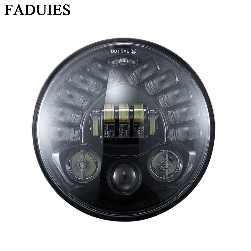 Universal Motorcycle Led Headlight Projector - 7 インチ適応型ラウンドオートバイ Led プロジェクターヘッドライトハイロービームハーレー BMW R