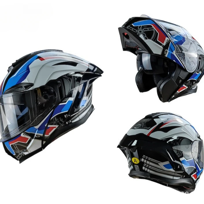 フリップアップオートバイヘルメット Bluetooth デュ - Full Face Motorcycle Helmet With Bluetooth のレビューと価格