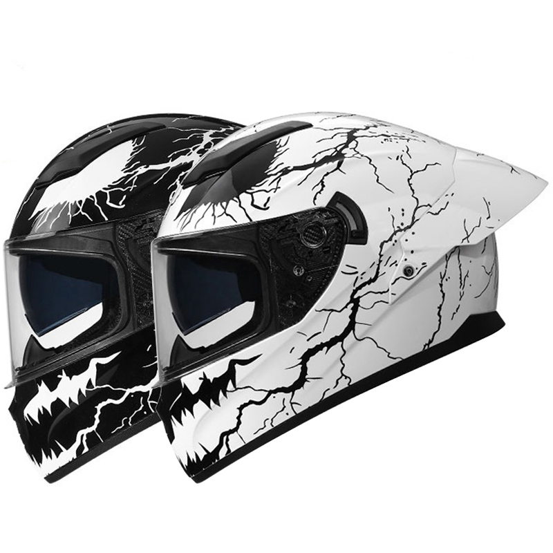 デュアルバイザー、大型リアスポイラー、カスコ・モト・レーシン - Dual Visor Motorcycle Racing Helmet のレビューと価格