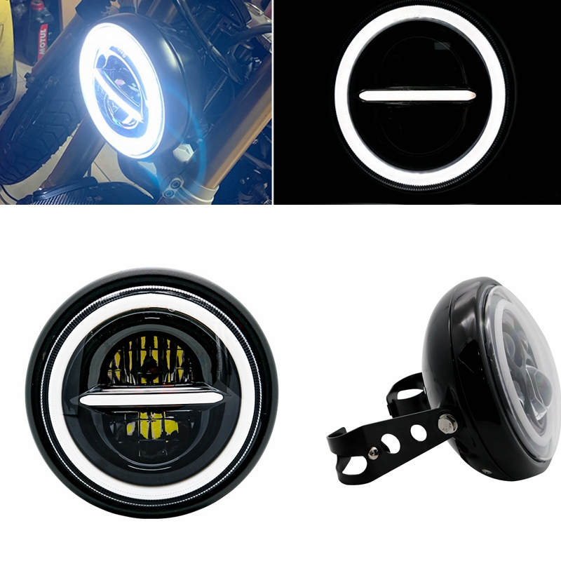 ユニバーサルラウンドLEDモーターサイクルヘッドライト,7. - Universal Motorcycle Led Headlight Projector のレビューと価格