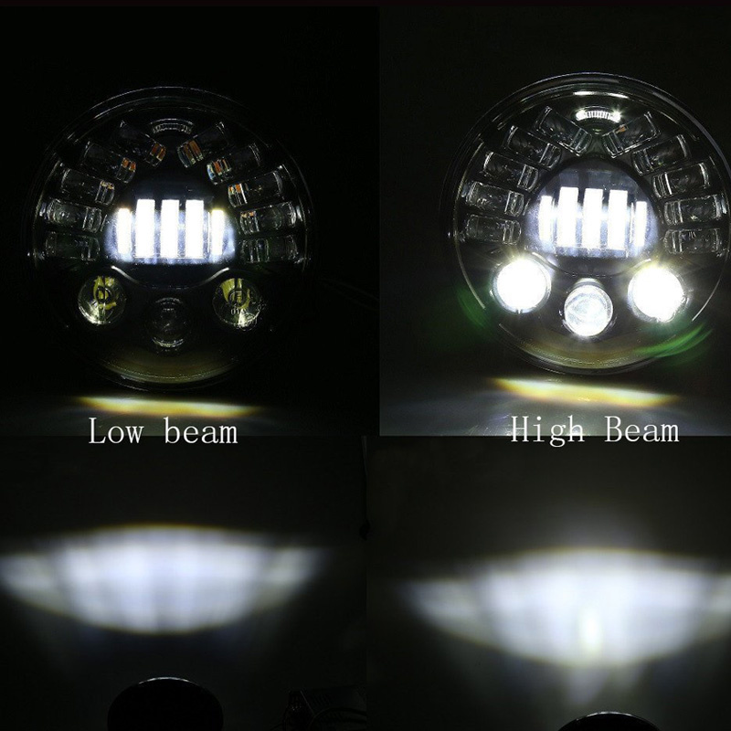 7 インチ適応型ラウンドオートバイ Led プロジェクターヘ - Universal Motorcycle Led Headlight Projector のレビューと価格