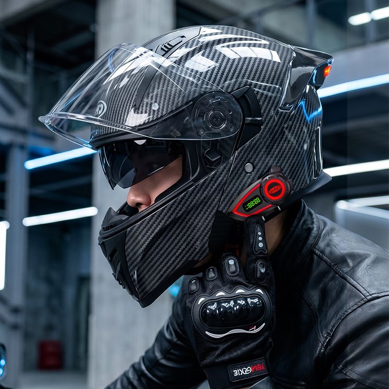 ABS素材のオートバイヘルメット、ダブルバイザー、モジュラー - Full Face Motorcycle Helmet With Bluetooth のレビューと価格